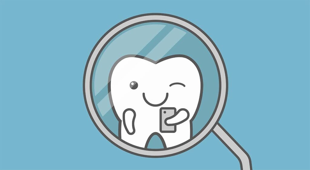 Dental Stains Teeth In Mirror